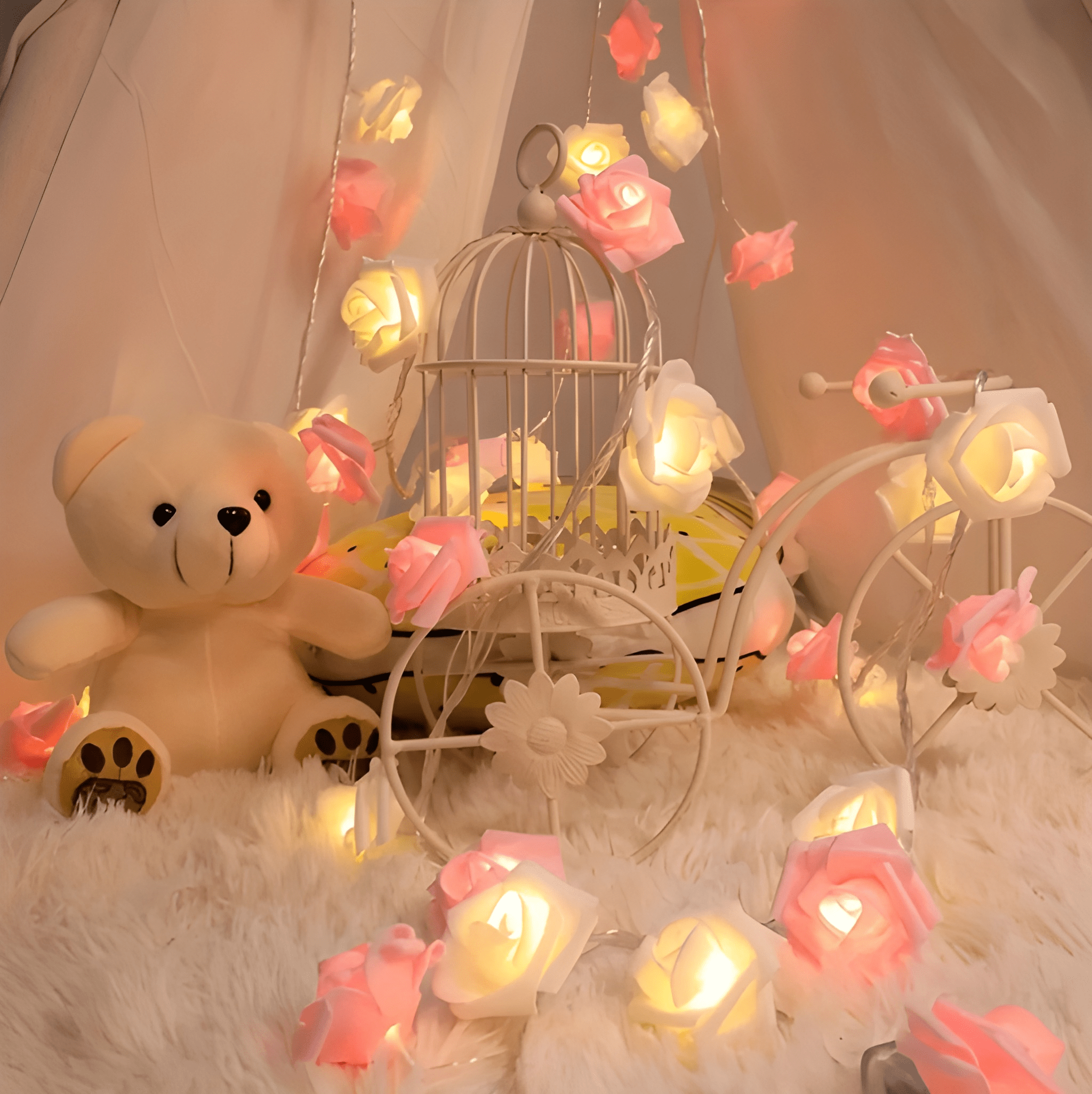 White and Pink Rose Lights
