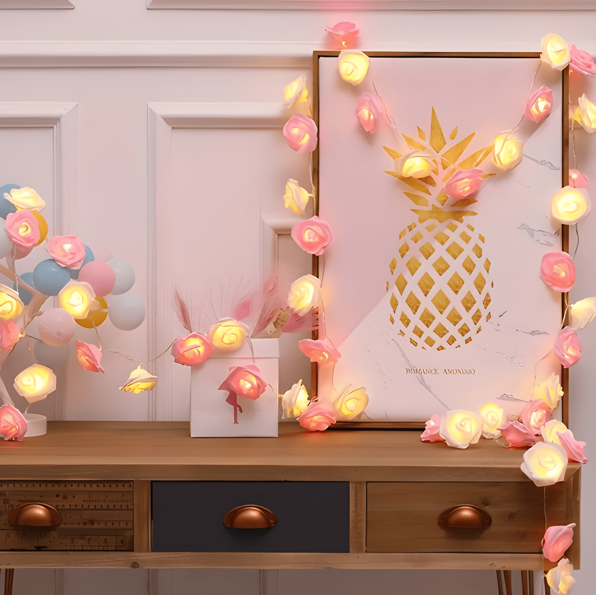 White and Pink Rose Lights