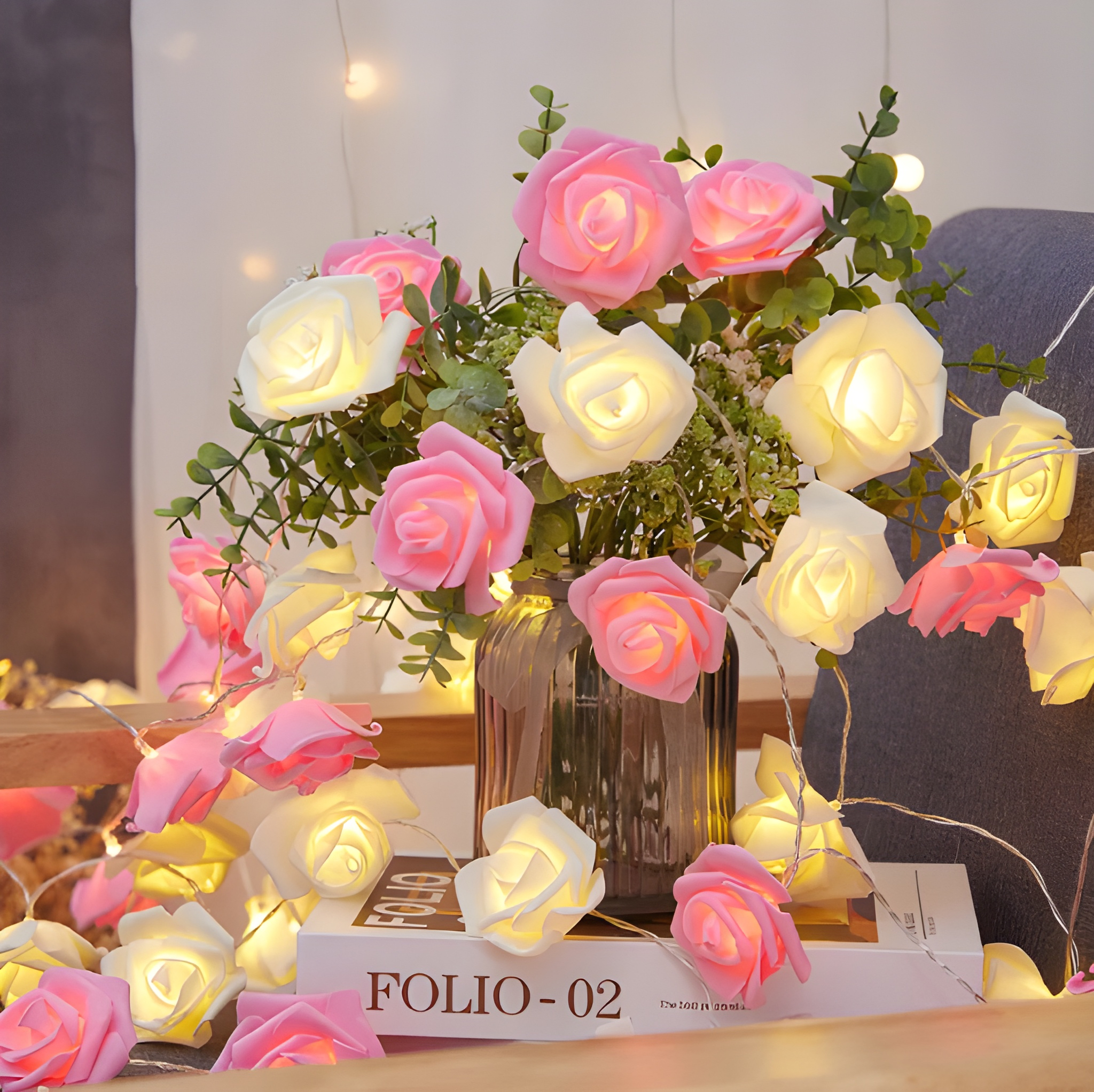 White and Pink Rose Lights