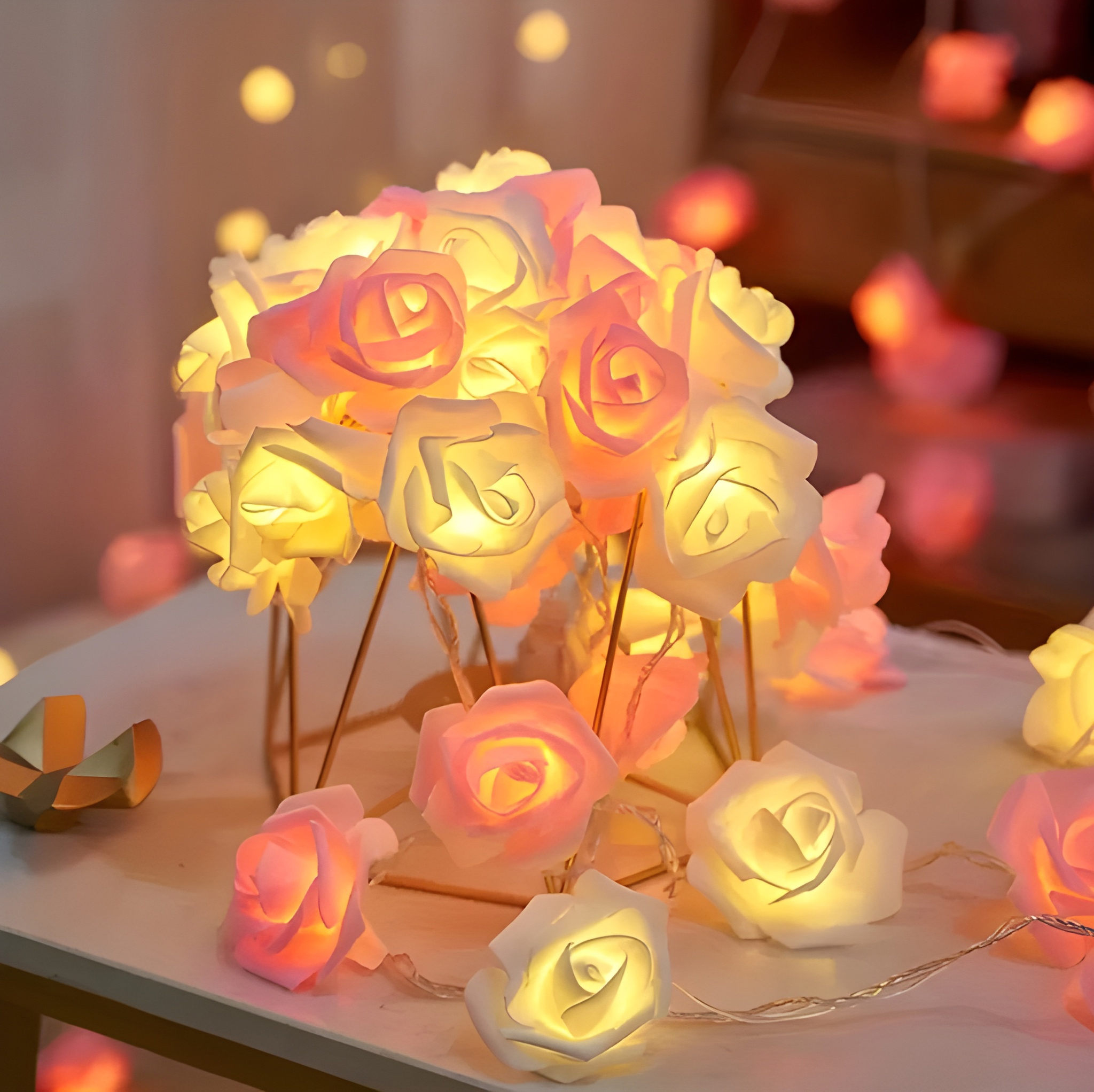 White and Pink Rose Lights